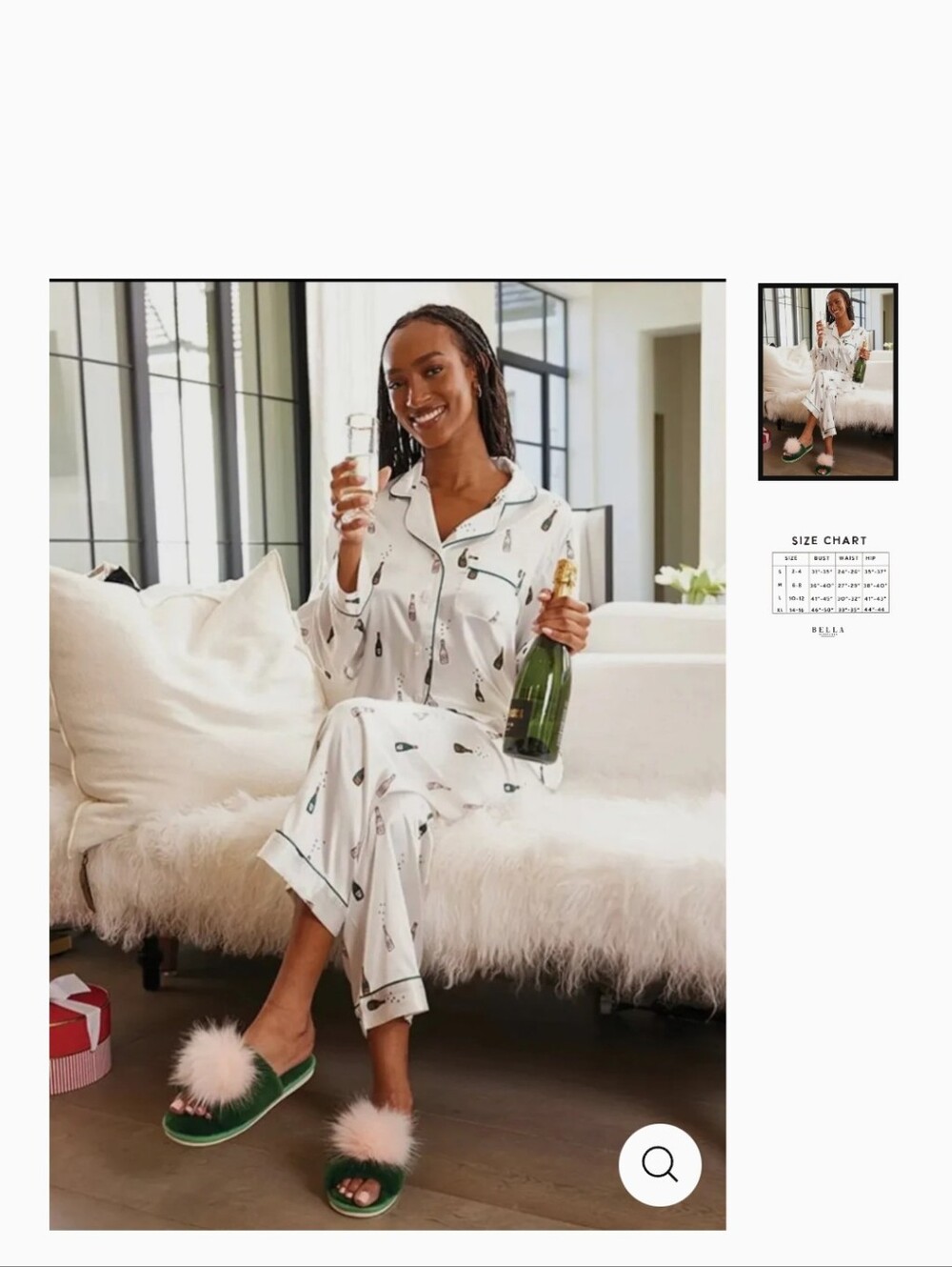 NEW Bella Matching Pajama Sleep Set For Women, Long Sleeve and Pant 2-Piece  L